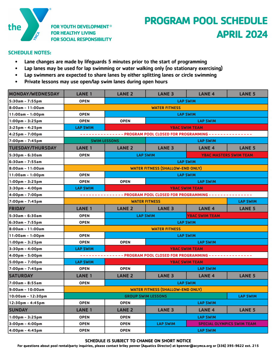 Schedules  Alamance County Community YMCA